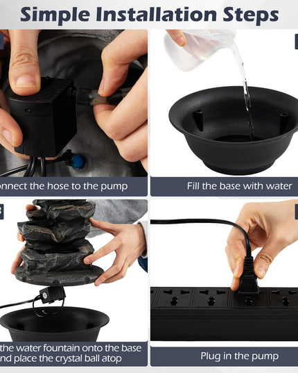 Giantex Warm Light Rock Tabletop Water Fountain Zen Meditation