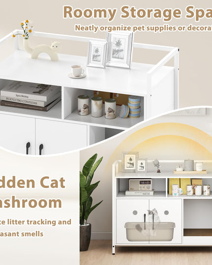 Giantex Cat Litter Box Enclosure Cat Washroom Hidden Furniture with Front Entry