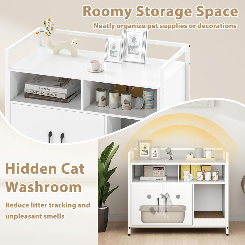 Giantex Cat Litter Box Enclosure Cat Washroom Hidden Furniture with Front Entry