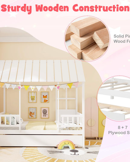 Giantex Twin House Bed with Trundle Bed Twin