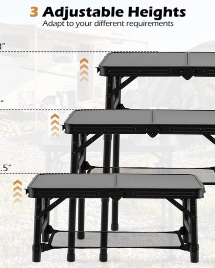 Giantex 2 FT Folding Portable Aluminum Small Picnic Table with Storage Net & Carry Handle