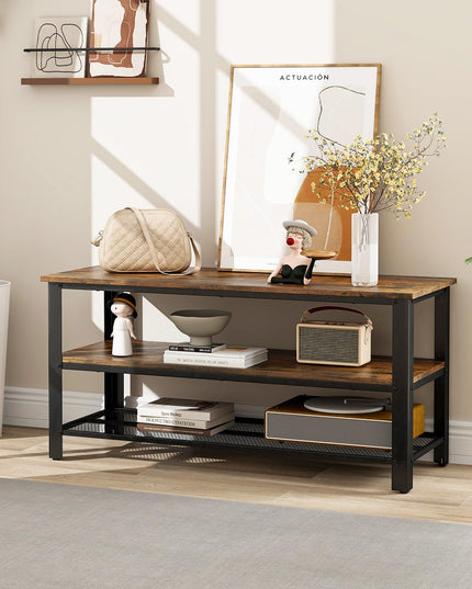 Giantex TV Stand for Bedroom and Living Room - 3-Tier Industrial Entertainment Center with Open Storage Shelves
