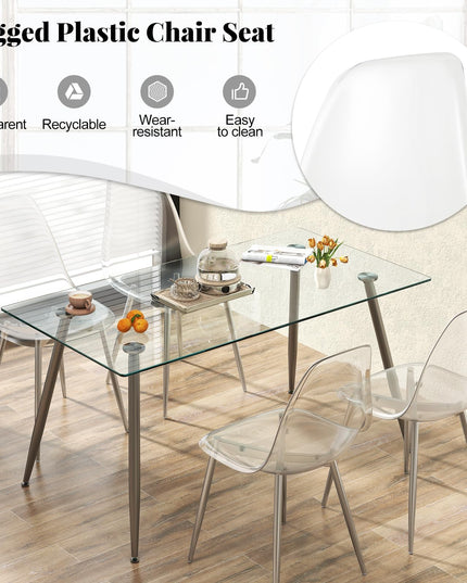 Giantex Clear Dining Chairs Set of 4, Kitchen Chairs w/Transparent Seat & Curved Back