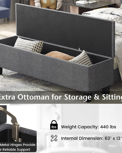 Bed Frame with Ottoman Storage - Giantex
