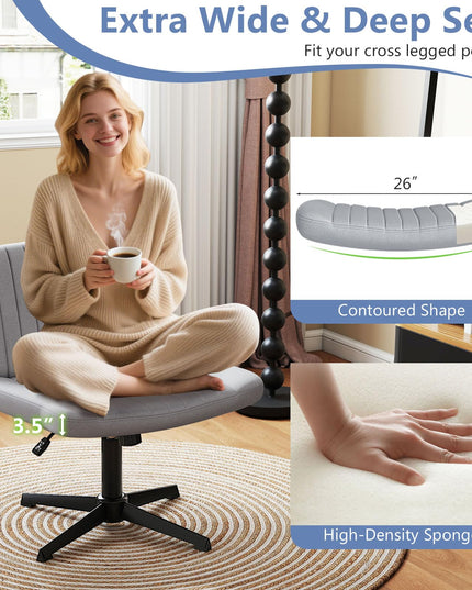 Giantex Armless Cross Legged Office Chair No Wheels for Home