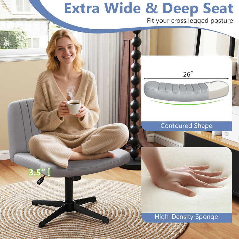 Giantex Armless Cross Legged Office Chair No Wheels for Home