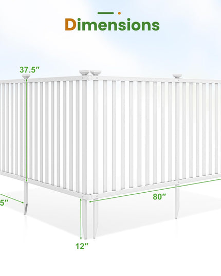 Giantex White Picket Fence - 2 Panels, 80''W x 37.5''H Decorative Outdoor Garden Fence