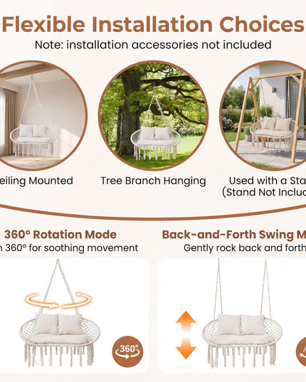 Giantex Double Hammock Chair with Cushions