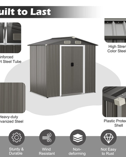 Giantex Outdoor Storage Shed 6 x 4 FT, Double Sliding Door