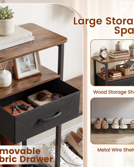Giantex 3-Tier Shoe Storage Bench with Drawer & Metal Frame