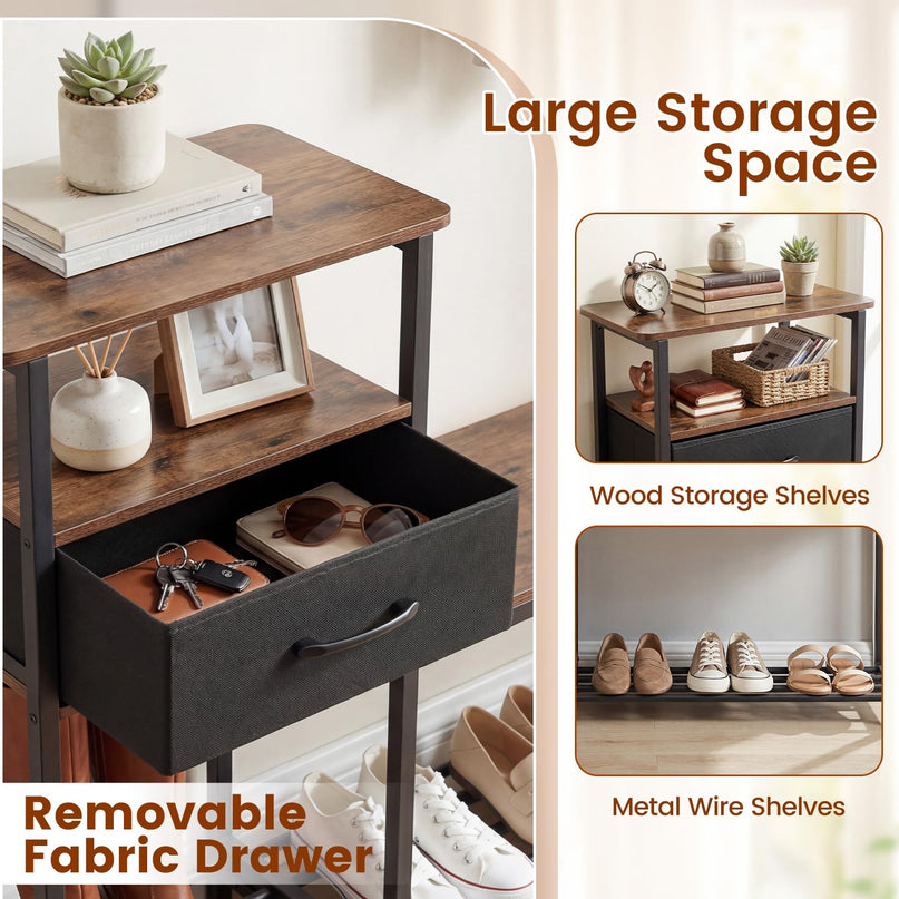 Giantex 3-Tier Shoe Storage Bench with Drawer & Metal Frame