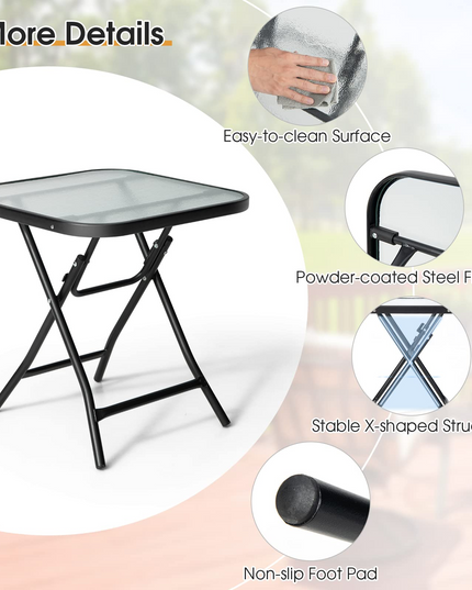 Giantex Folding Side Table, Square Small Patio Table