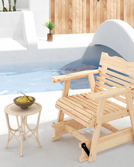 Giantex Outdoor Glider Rocking Chair - Set of 2 Wood Porch Rocker