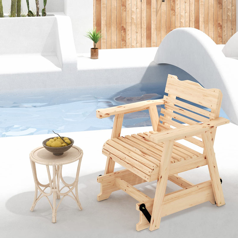Giantex Outdoor Glider Rocking Chair - Set of 2 Wood Porch Rocker