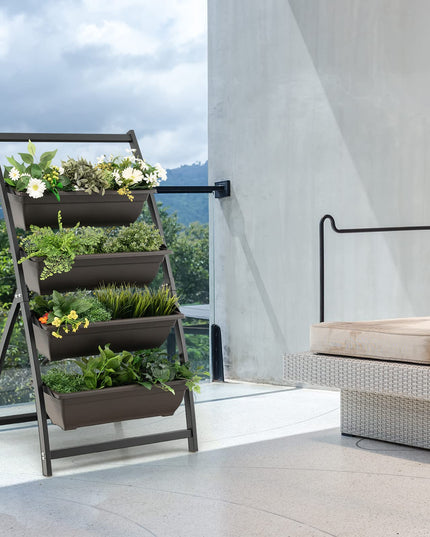 Giantex 2 Pcs 4.1FT Vertical Raised Garden Bed, 4-Tier Elevated Planter Box