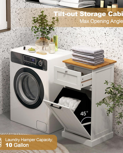 Giantex Tilt Out Laundry Hamper Cabinet
