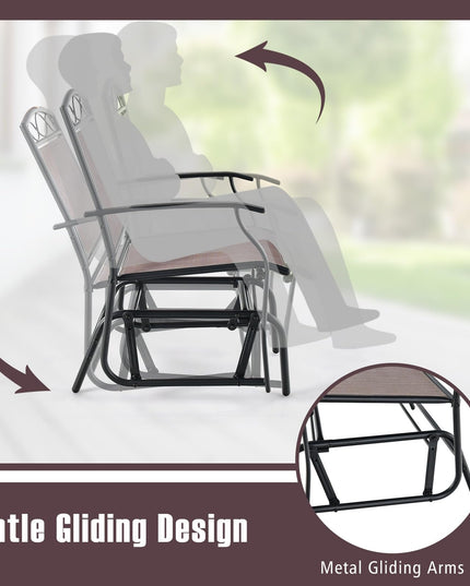 Giantex Patio Glider Chairs Set - 2 PCS Gliding Rocking Chairs w/Weather-Resistant Fabric, Heavy-Duty Metal Frame