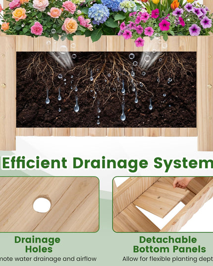 Jardinière surélevée d'extérieur Giantex 48" en bois de sapin avec écran d'intimité et trous de drainage