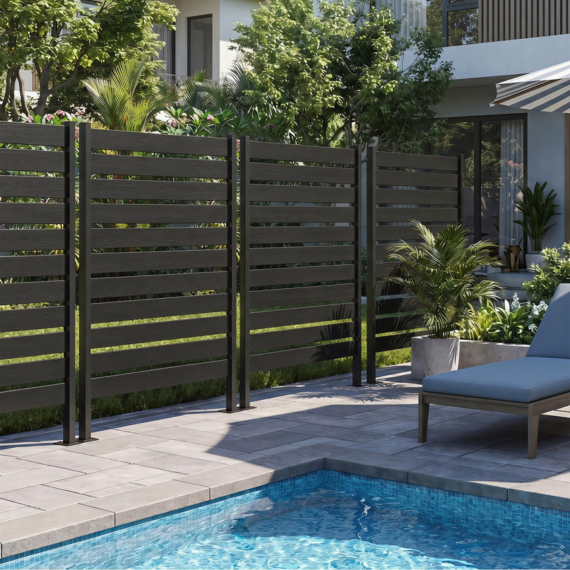 Giantex 37"W x 61"H Outdoor Privacy Fence Screen with Ground Stakes & Base Feet (1/2)