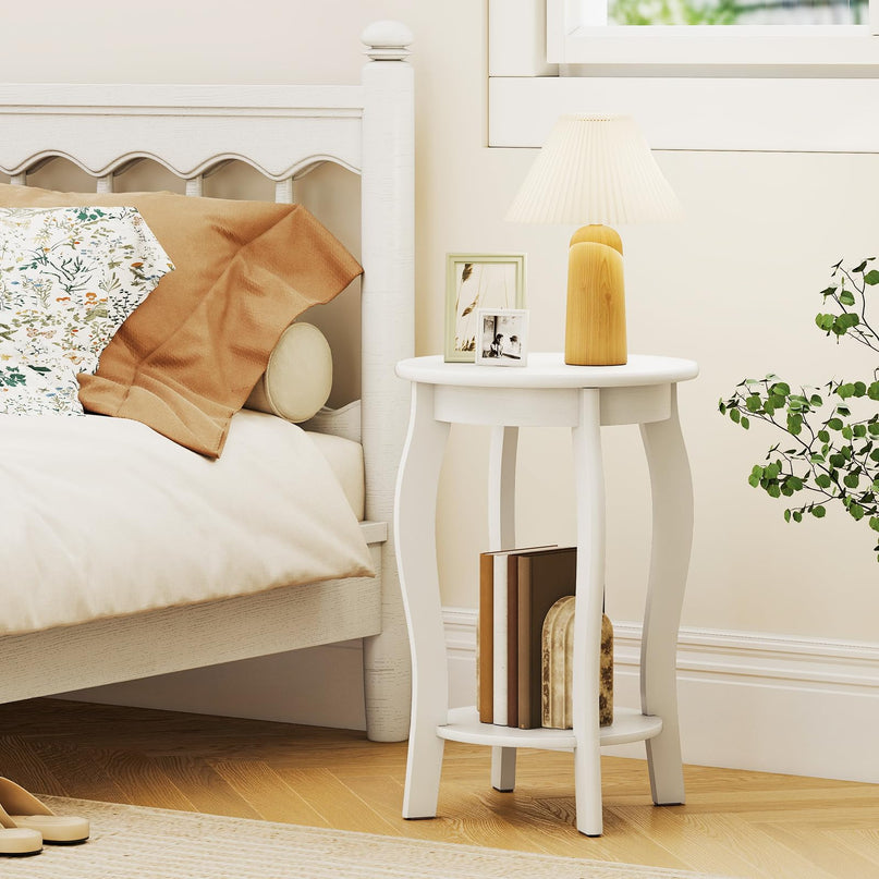 Giantex Wooden Side Table with Storage Shelf