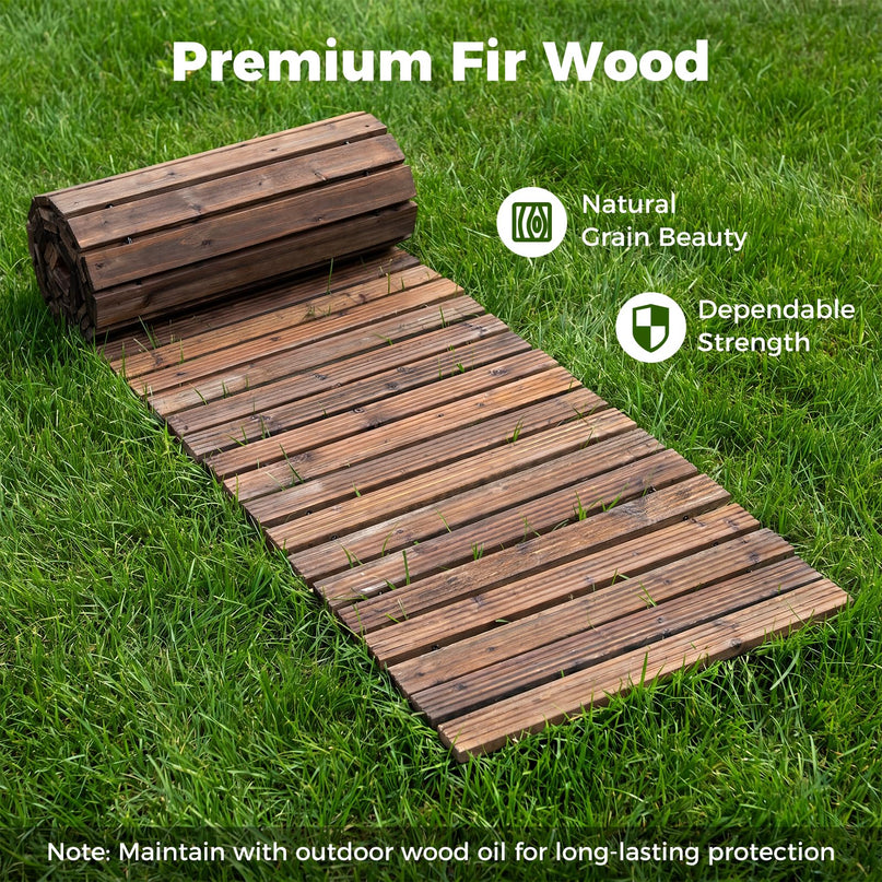 Giantex 12 FT Wooden Garden Pathway with Non-Slip Surface (1/2)