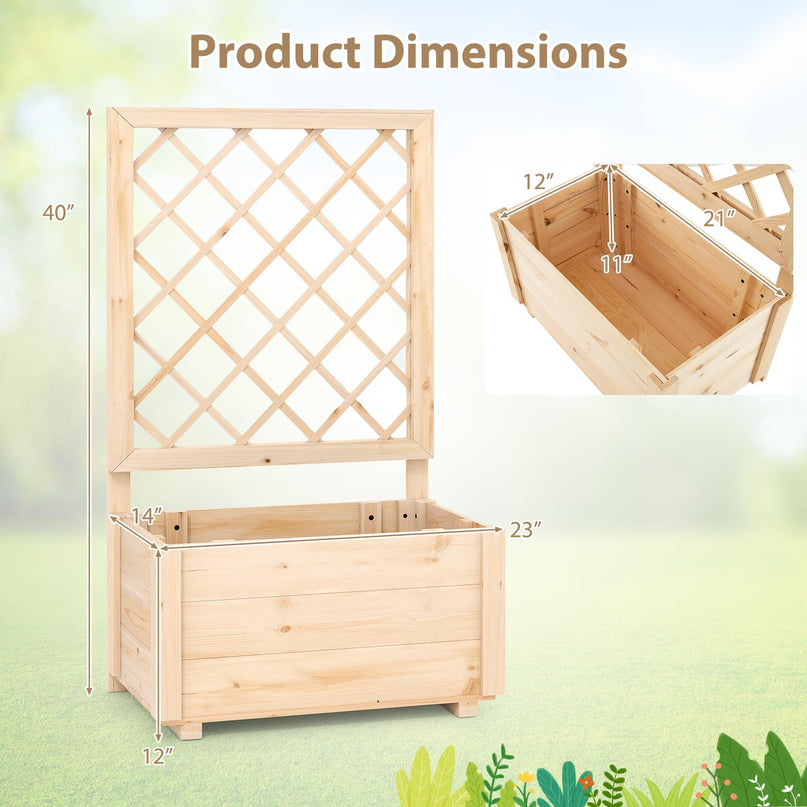 Giantex Raised Garden Bed with Trellis for Climbing Vine Flower Herb Vegetable Fruit