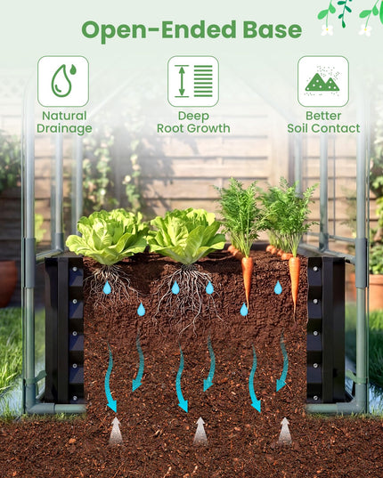 Giantex 4x2x3 FT Galvanized Raised Garden Bed with Greenhouse Cover