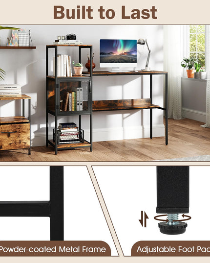 Giantex Modern Computer Workstation Home Office Desk with Storage Cabinet and Shelves