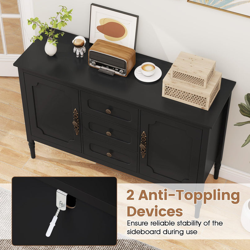 GIANTEX 47" Buffet Cabinet with 3 Drawers & 2 Cabinets