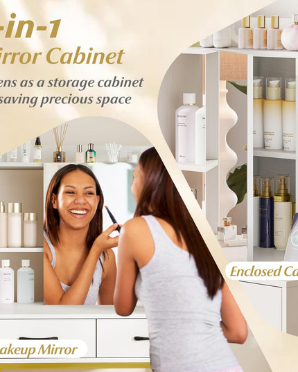 Vanity Desk with Charging Station for Bedroom