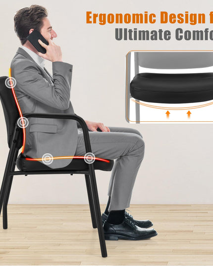 Giantex Waiting Room Chair Set - Upholstered Reception Chairs with Mixed PU Leather