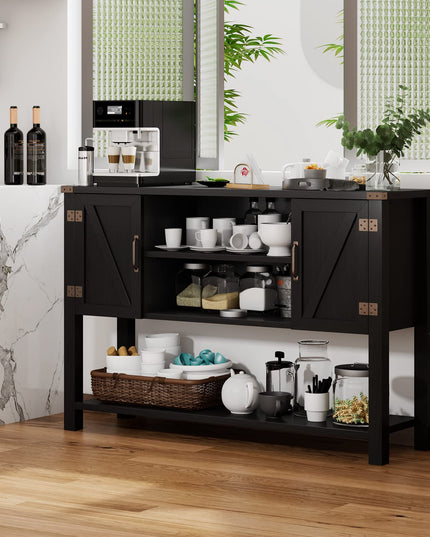 Giantex Buffet Sideboard, Farmhouse Wood Cupboard w/ 2 Storage Cabinets & 2-Tier Open Shelf