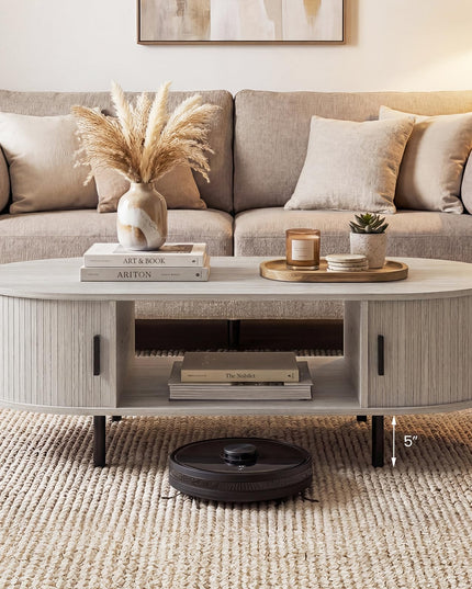 Giantex 47.5" Mid Century Modern Center Table with Sliding Tambour Doors