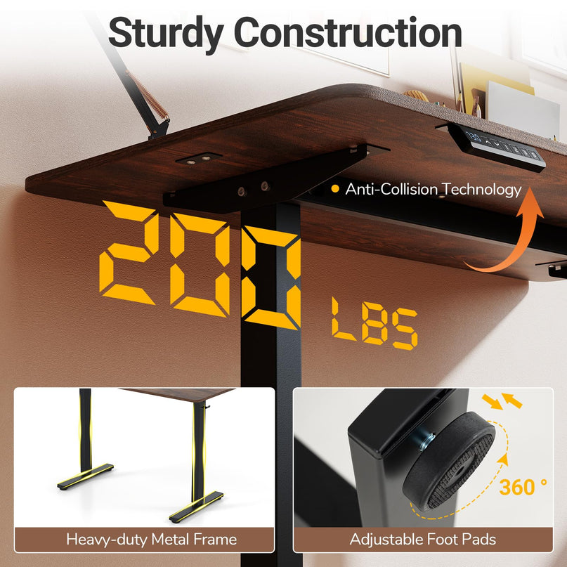 Giantex 48" x 24" Ergonomic Height Adjustable Sit to Stand Desk with 3 Memory Preset