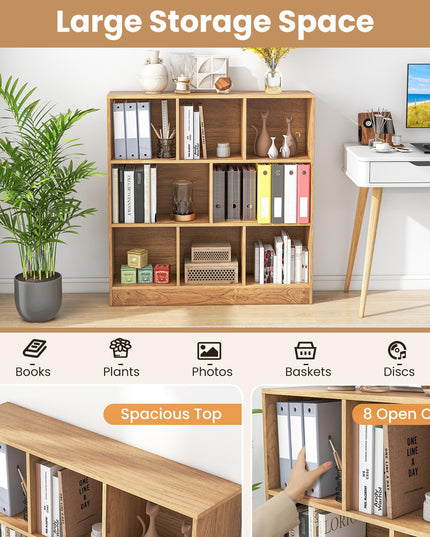 Giantex 8 Cube Bookcase, 4-Tier Freestanding Bookshelf w/ 8 Open Compartments, 2 Anti-Tipping Kits