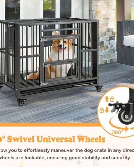 Giantex Foldable Metal Dog Crate - Heavy Duty Dog Cage