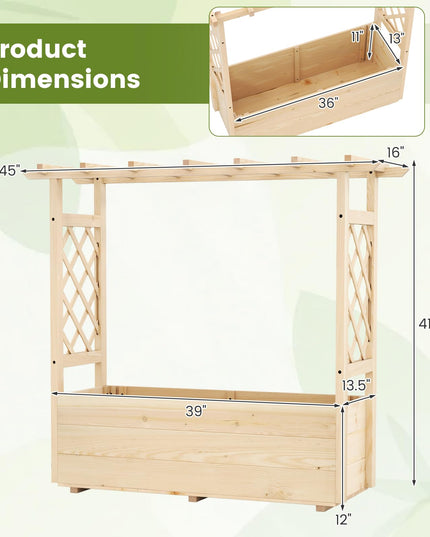 Giantex Freestanding Garden Planter Raised Bed for Flowers Herbs ( 45”x16”x41” )