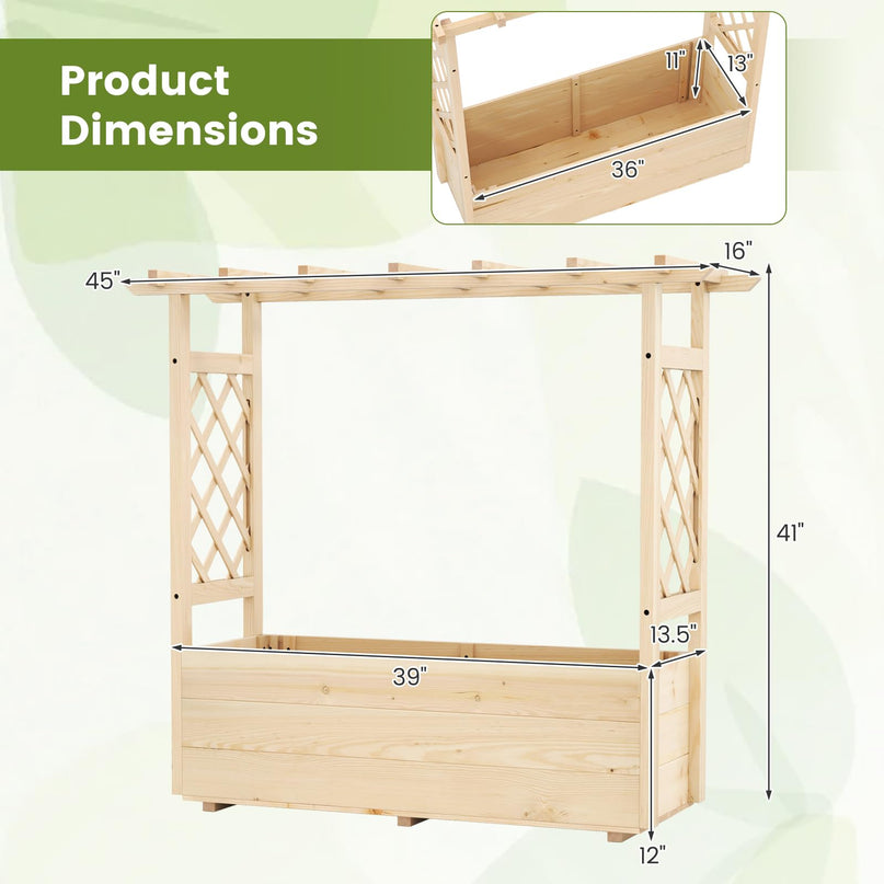Giantex Freestanding Garden Planter Raised Bed for Flowers Herbs ( 45”x16”x41” )