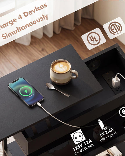 Giantex Lift Top End Table with Charging Station