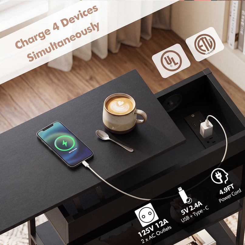 Giantex Lift Top End Table with Charging Station