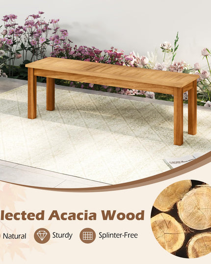 Giantex Acacia Wood Outdoor Bench with Slatted Seat and Solid Wood Legs