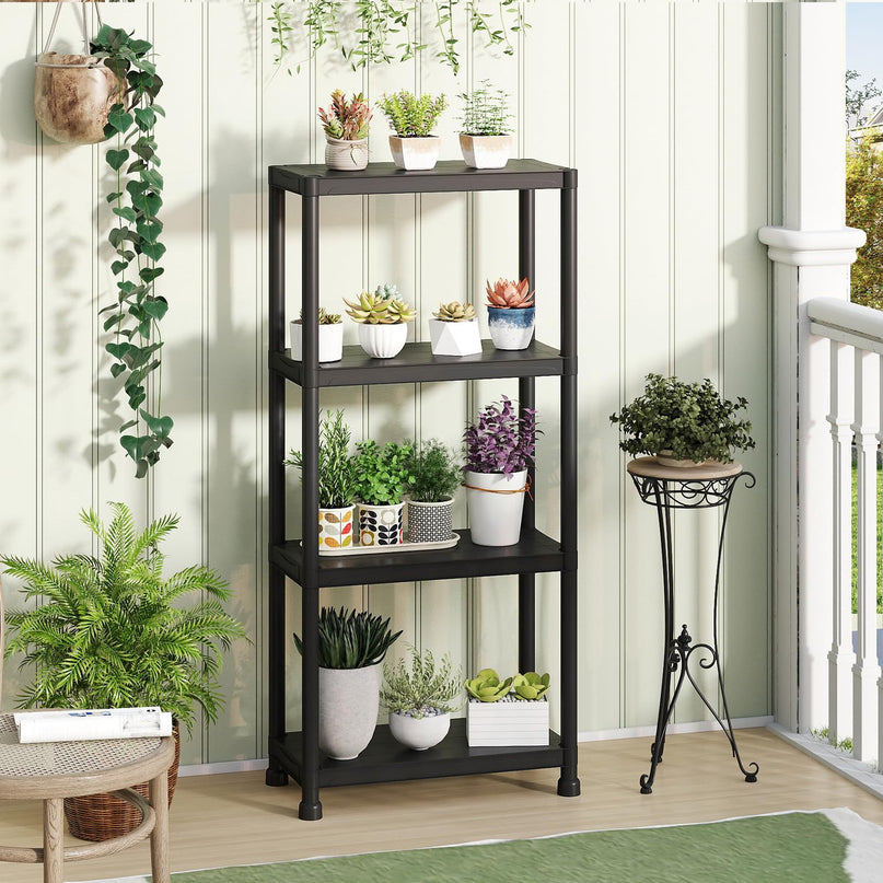 Giantex 4-Tier Heavy-Duty Plastic Storage Shelves（24" x 12.5" x 53")
