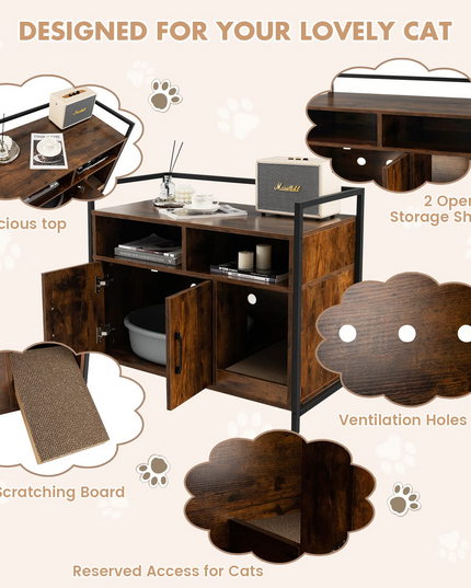 Cat Litter Box Enclosure - Giantex