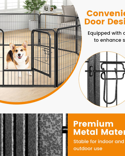 Giantex Dog Playpen Outdoor 24" H - 8/16 Panels Metal Pet Fence for Puppies Small Dogs, Portable Dog Fence for Yard Garden RV Camping
