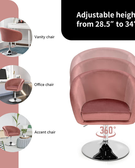 Height Adjustable Modern Velvet Makeup Chair with Chrome Frame