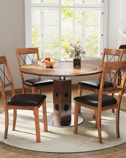 Giantex Lot de 2/4 chaises de salle à manger sans accoudoirs rembourrées en tissu avec structure en bois d'hévéa