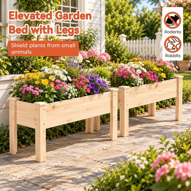 Jardinière en bois sur pieds, 120,65 cm L x 43,18 cm l x 50,8 cm H