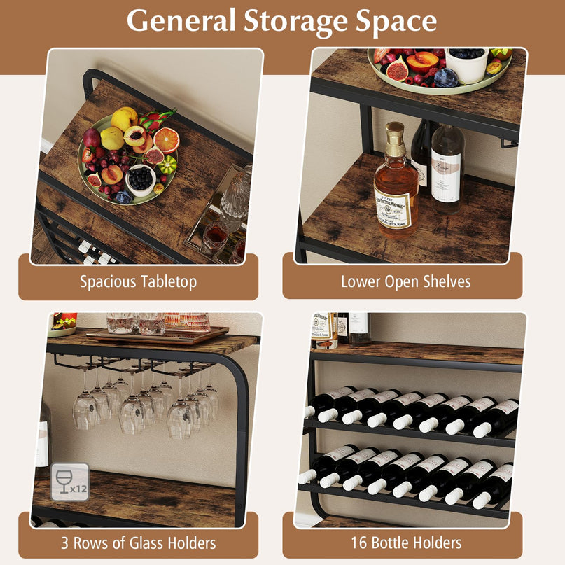 Giantex Industrial Wine Rack Freestanding Floor for Kitchen