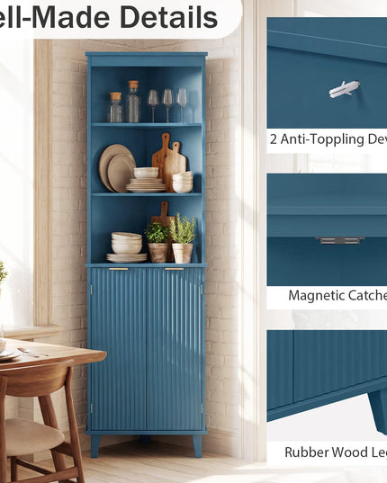 Giantex 68" Tall 6-TierCorner Cabinet with Fluted Doors