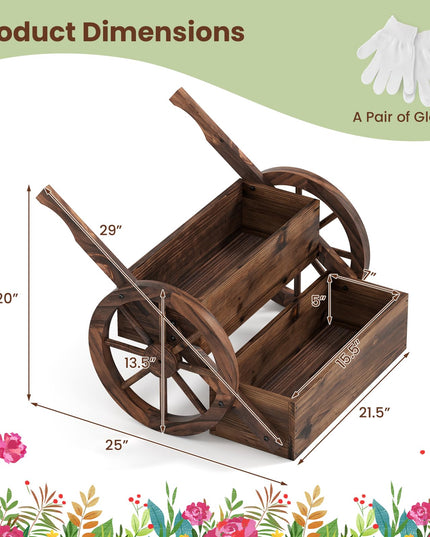 Jardinière en Bois Géante en Forme de Chariot pour Patio ou Balcon